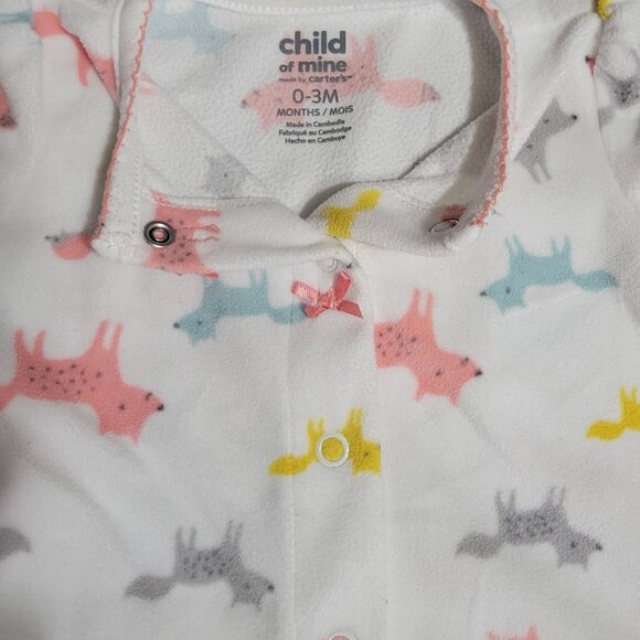 Child of mine by Carter's Girls Fleece Fox Sleeper Size: 0-3 Month - Picture 4 of 4
